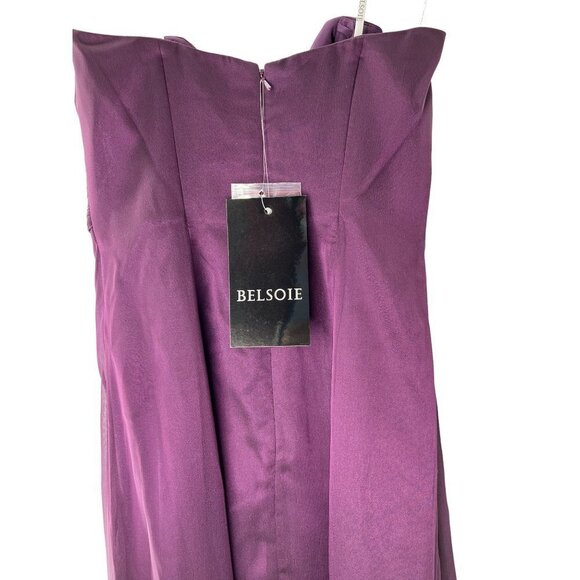 NWT Belsoie Strapless Purple Chiffon Formal Gown Size 6 - Picture 4 of 7